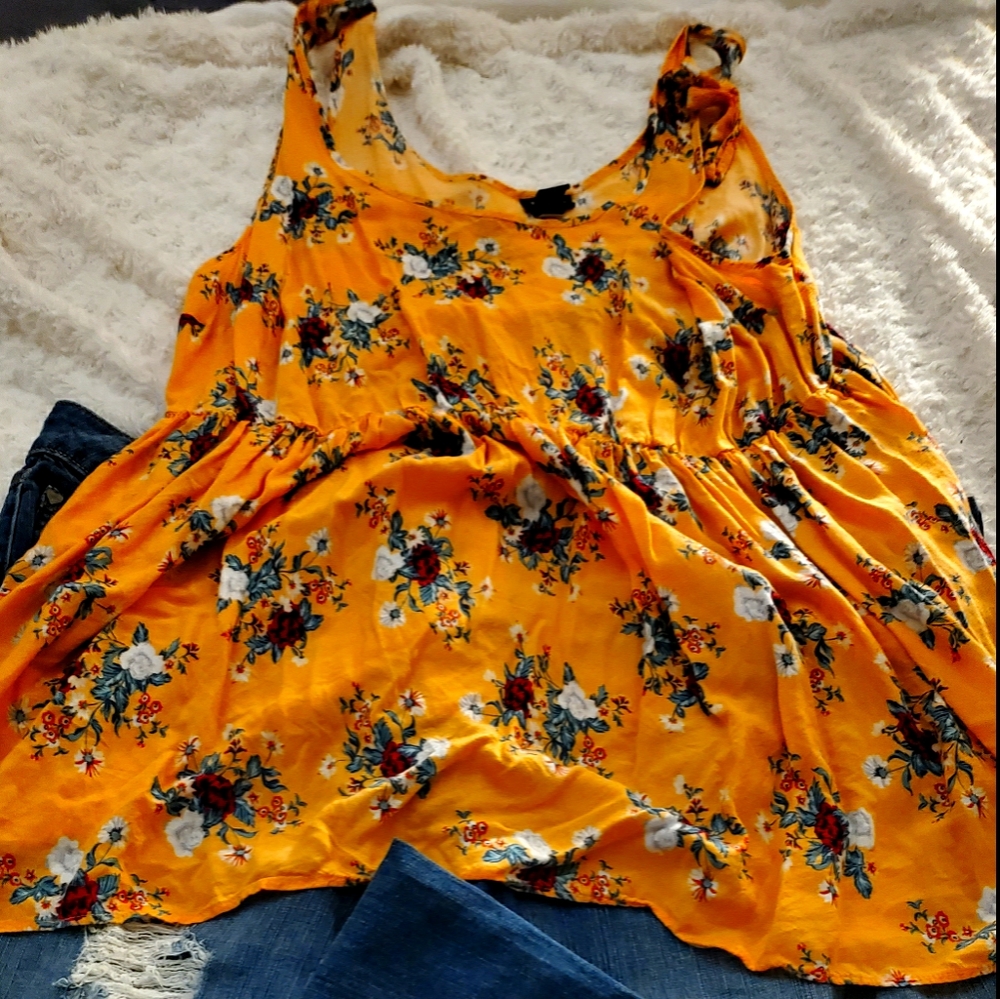 TORRID Peach Floral Shirt